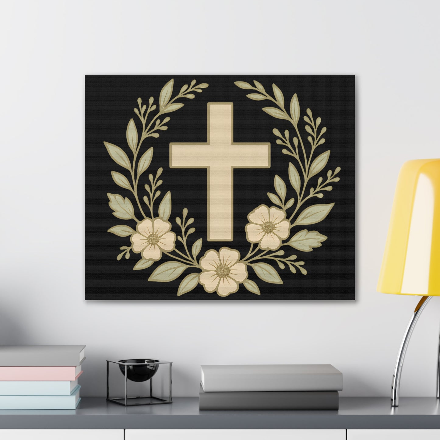 Christian Wall Art, Floral Cross Canvas, Home Decor, Religious Gift, Faith-Inspired Art, Inspirational Decoration