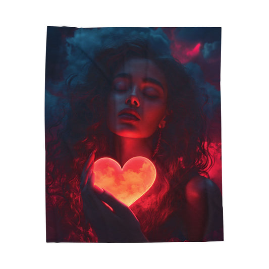 Romantic Velveteen Plush Blanket with Heart Design - Cozy Gift for Valentine's Day, Home Decor, Throw Blanket, Soft Blanket, Bedroom