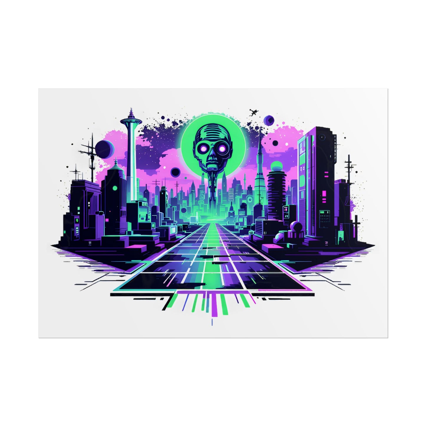 Futuristic Alien City Rolled Poster