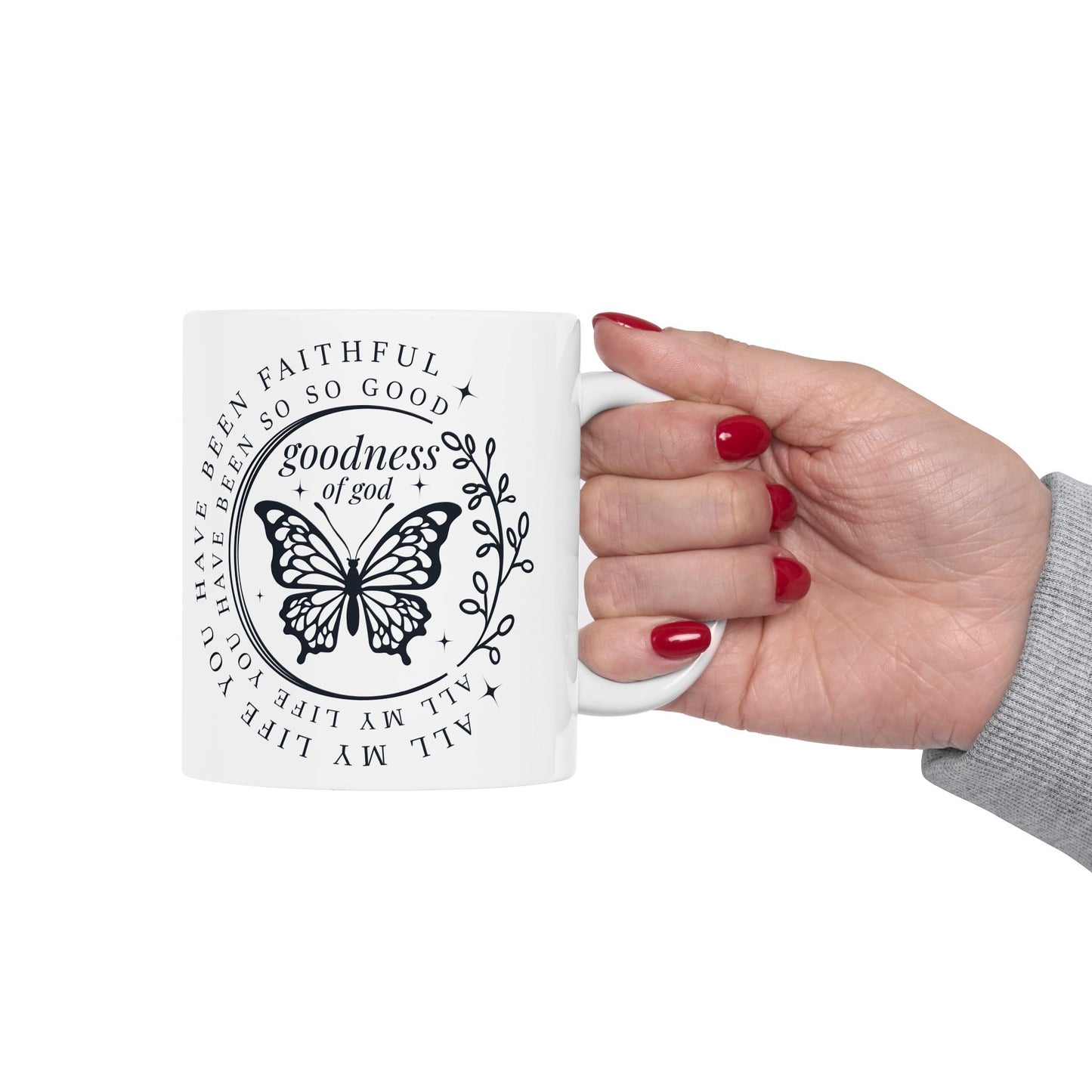 Goodness of God Butterfly Mug – 11oz Ceramic Christian Gift for Women