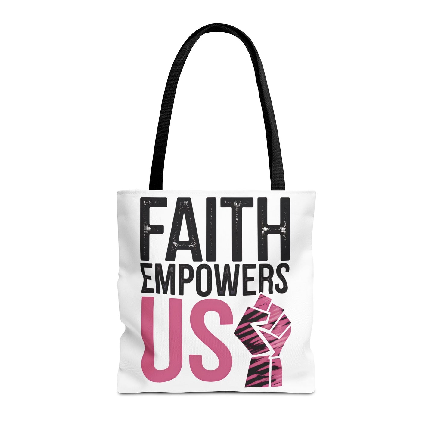 FAITH EMPOWERS US – Empowerment Tote Bag | Bold Christian Statement Bag | Feminine Faith Gift