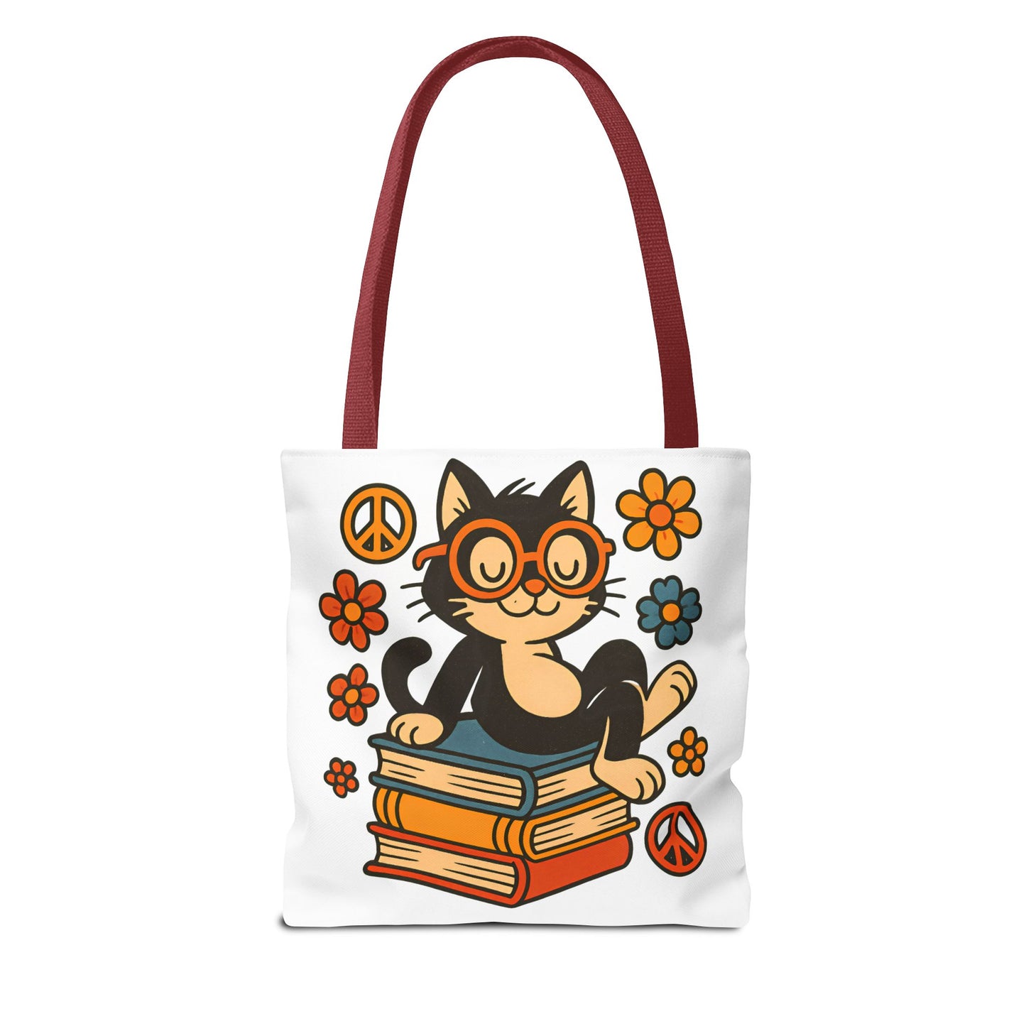 Charming Cat Tote Bag – Cute Pet Lover Gift, Floral Bookish Design, Eco-Friendly Everyday Carry