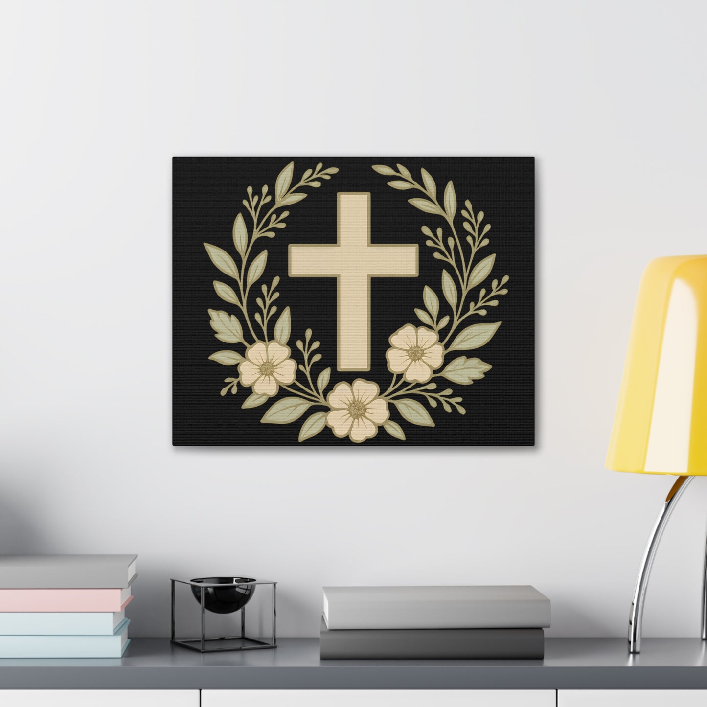 Christian Wall Art, Floral Cross Canvas, Home Decor, Religious Gift, Faith-Inspired Art, Inspirational Decoration