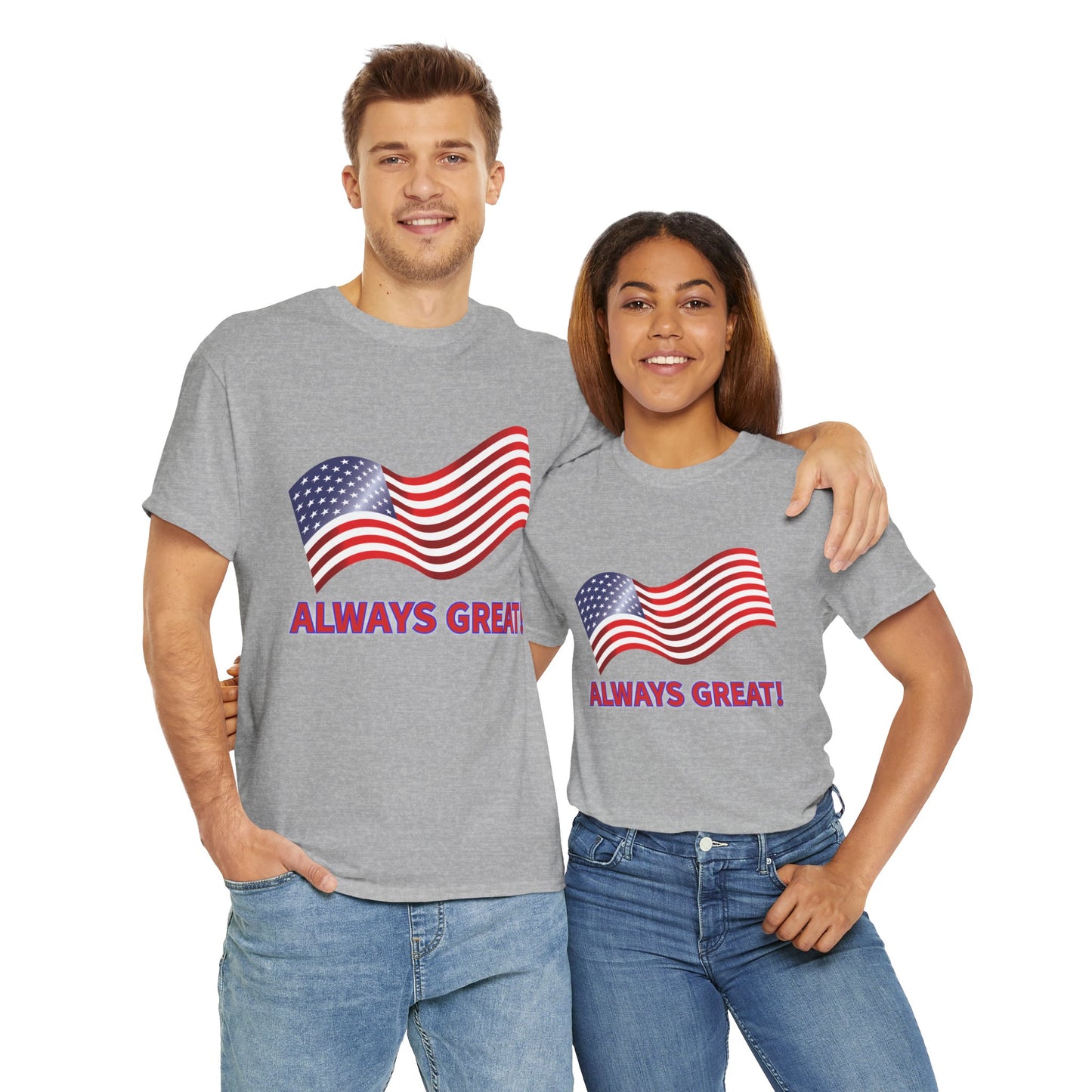 Bold American Flag T-Shirt, Always Great Unisex Heavy Cotton Tee