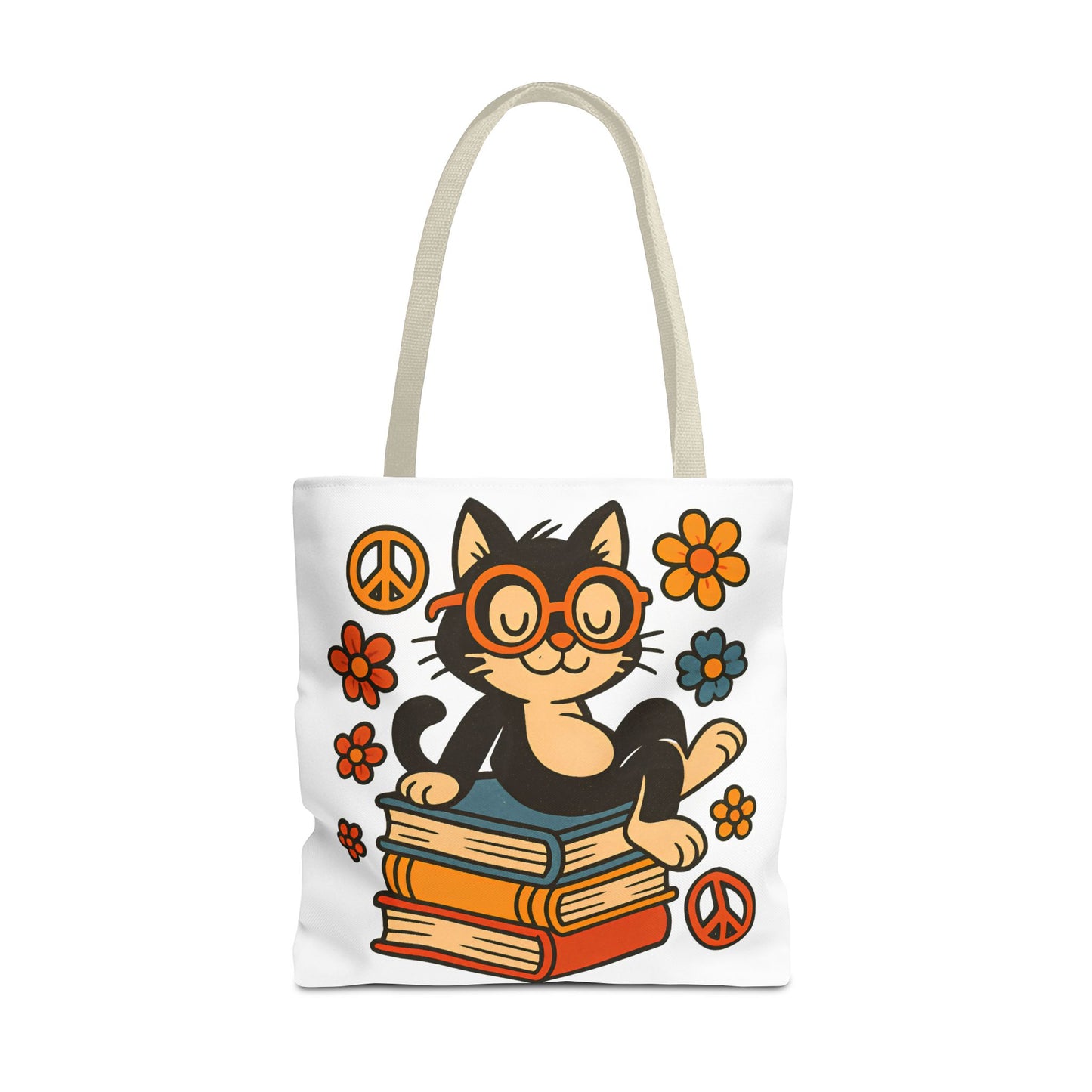 Charming Cat Tote Bag – Cute Pet Lover Gift, Floral Bookish Design, Eco-Friendly Everyday Carry