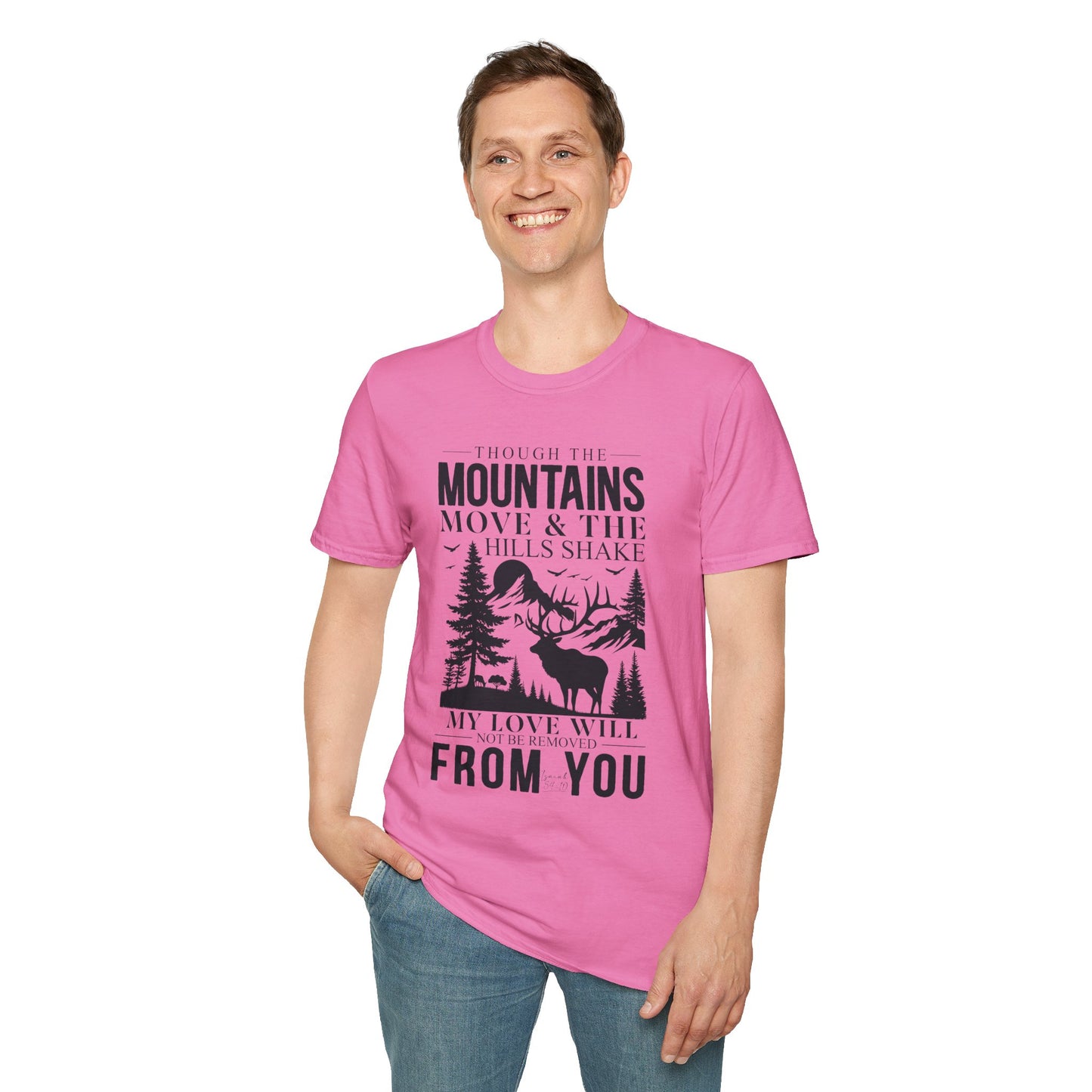 Isaiah 54:10 – Deer & Mountains T-Shirt - Bible Verse Tee