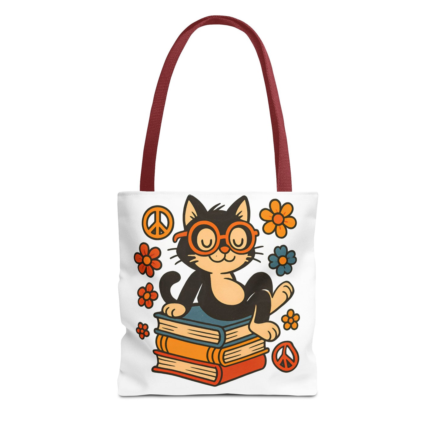 Charming Cat Tote Bag – Cute Pet Lover Gift, Floral Bookish Design, Eco-Friendly Everyday Carry