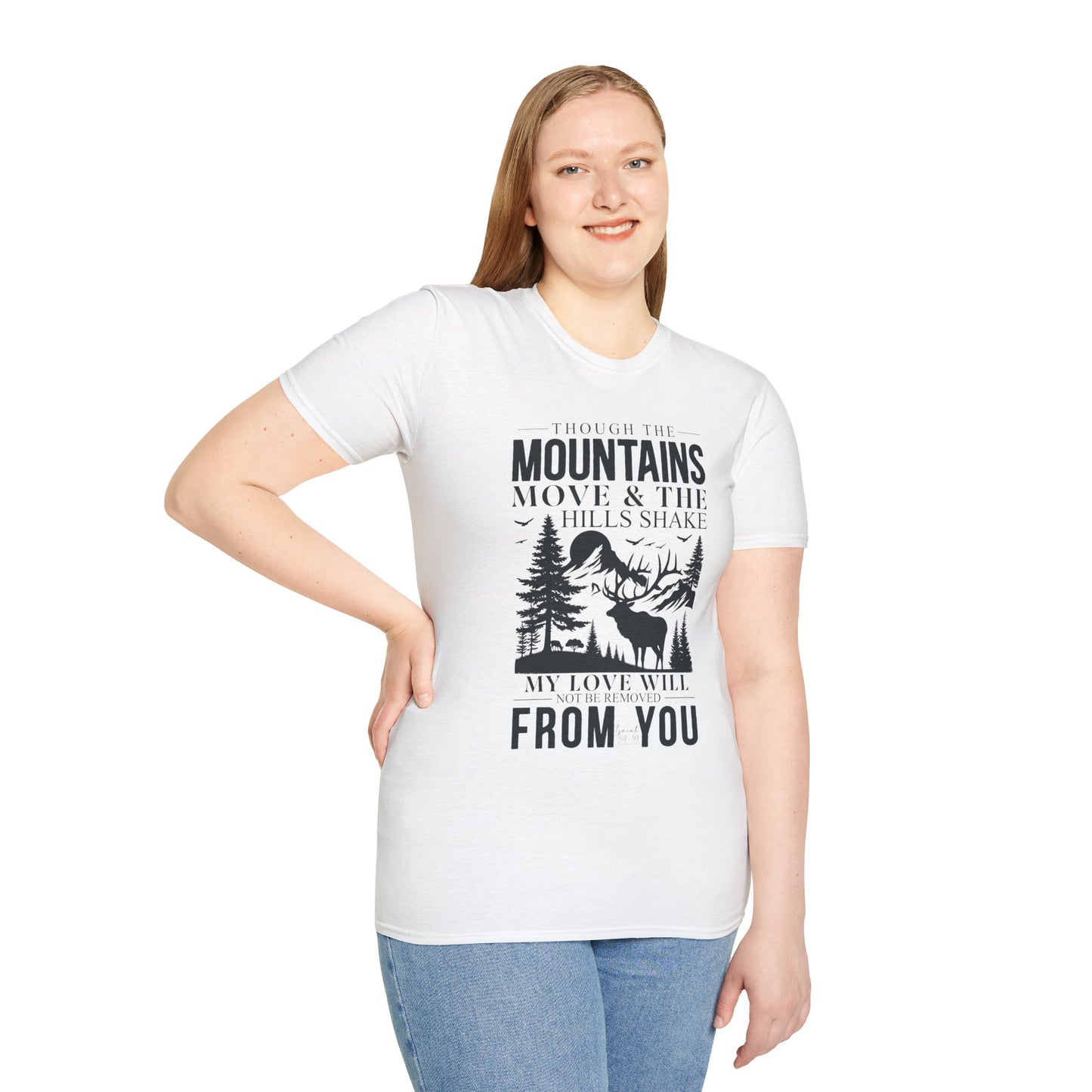 Isaiah 54:10 – Deer & Mountains T-Shirt - Bible Verse Tee
