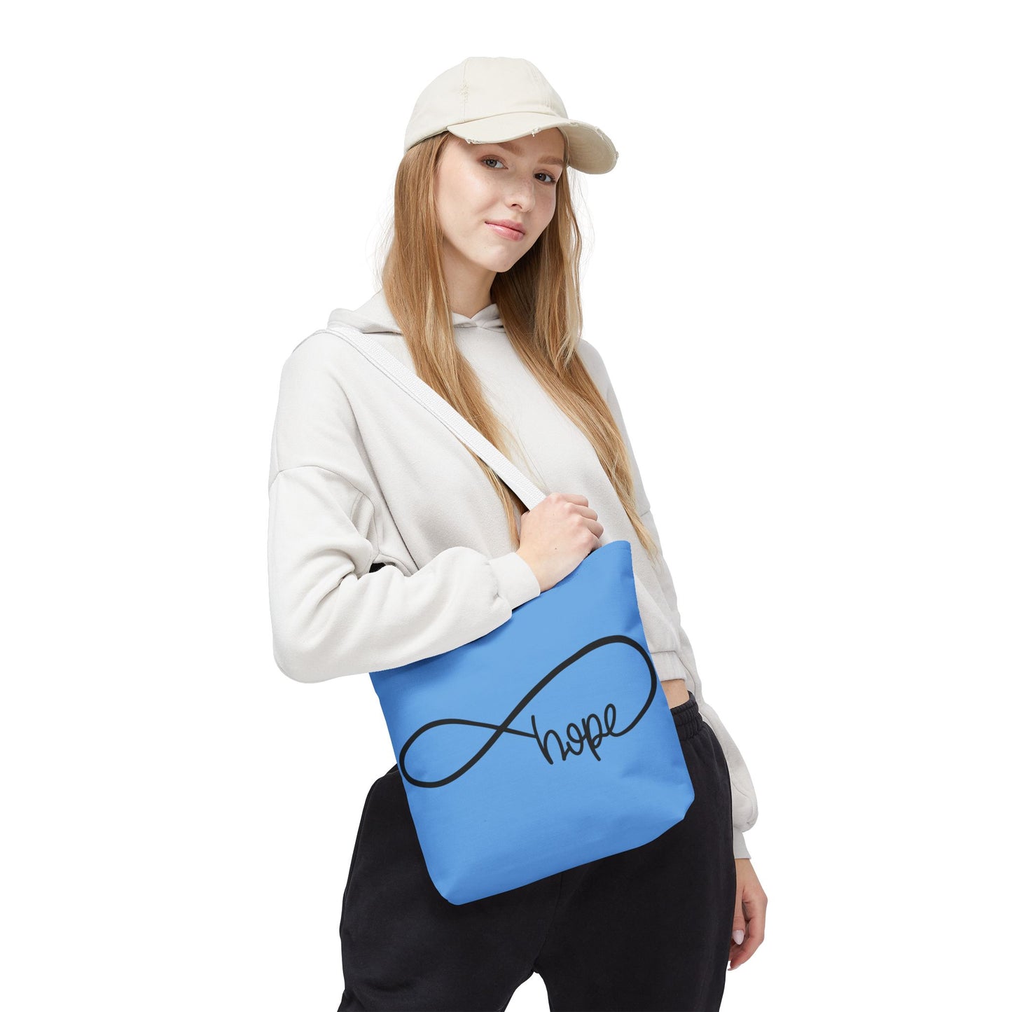 Blue Hope Infinity Tote Bag – Inspirational Double-Sided Print in 3 Sizes