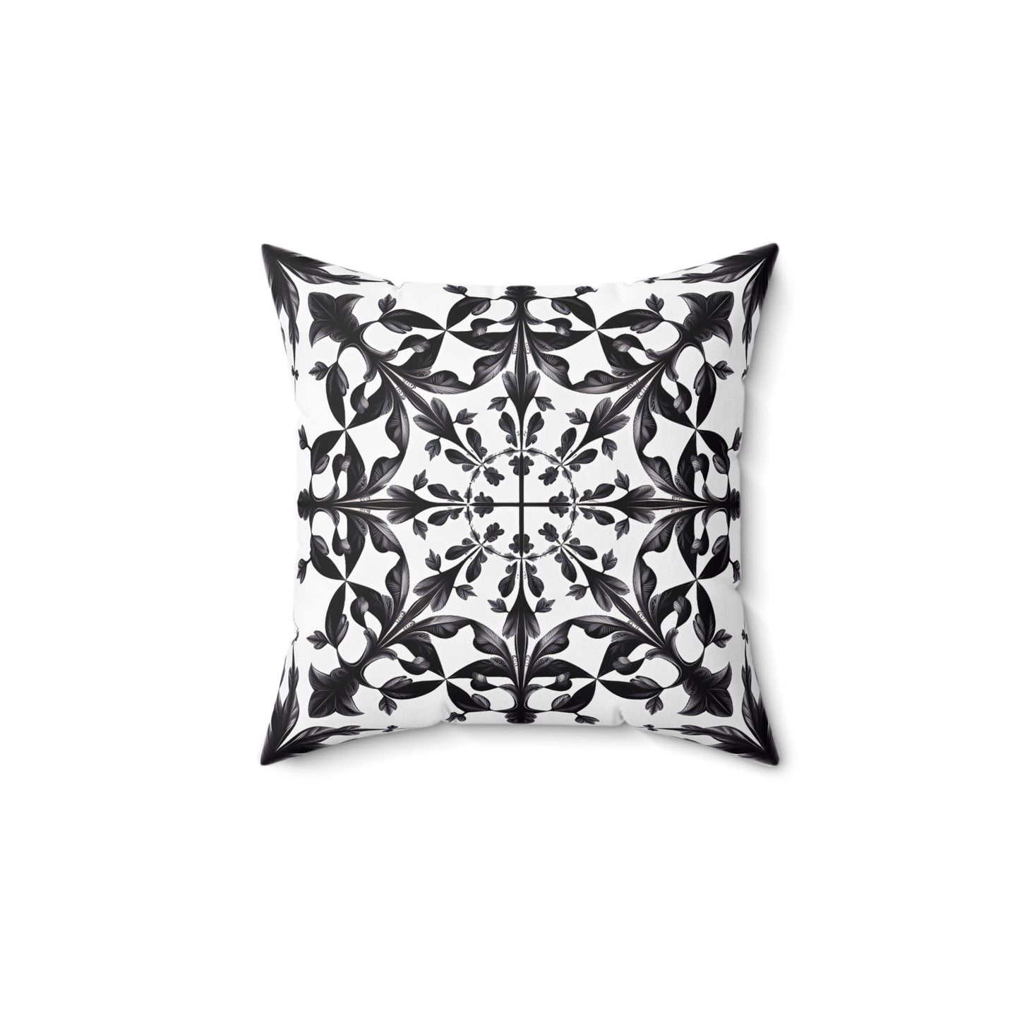 Floral Mandala Square Pillow, Intricate Botanical Design, Victorian Lace Inspired Home Decor, Black and White Throw Pillow, Elegant Throw