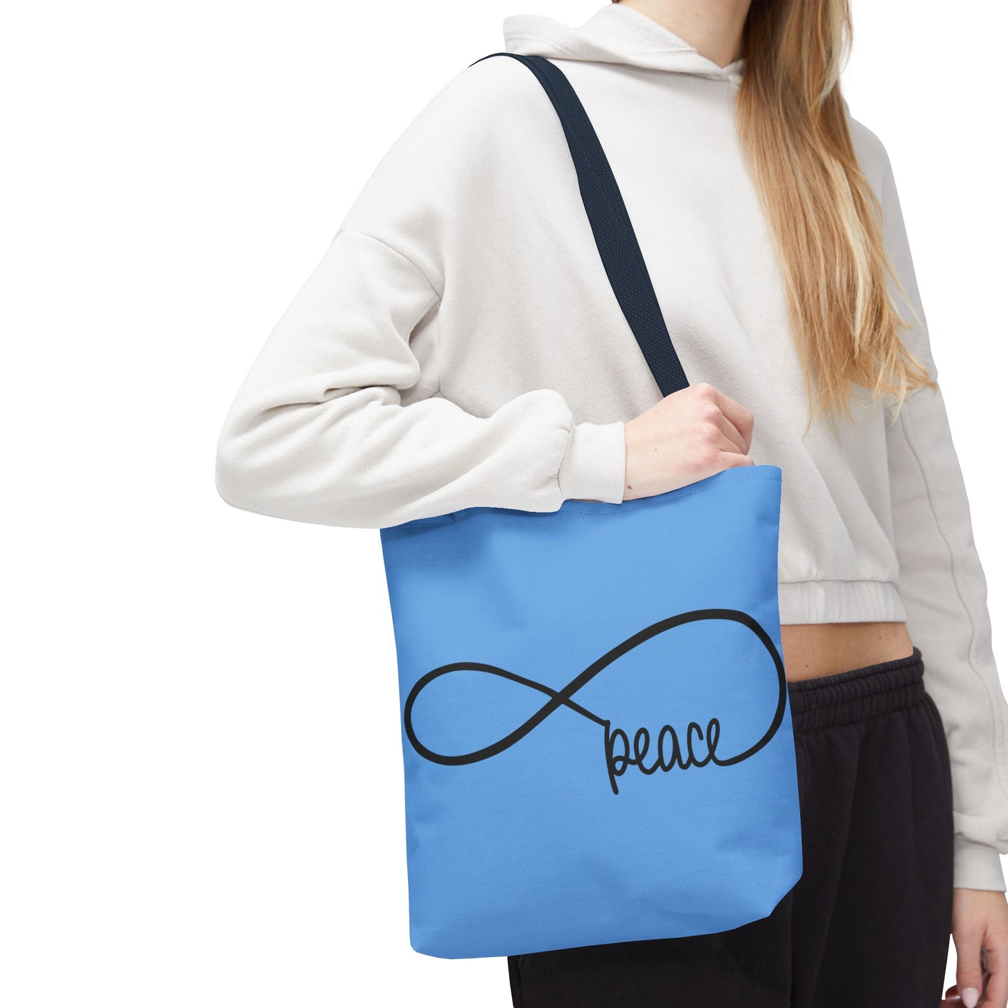 Blue Peace Infinity Tote Bag – Inspirational Double-Sided Print in 3 Sizes