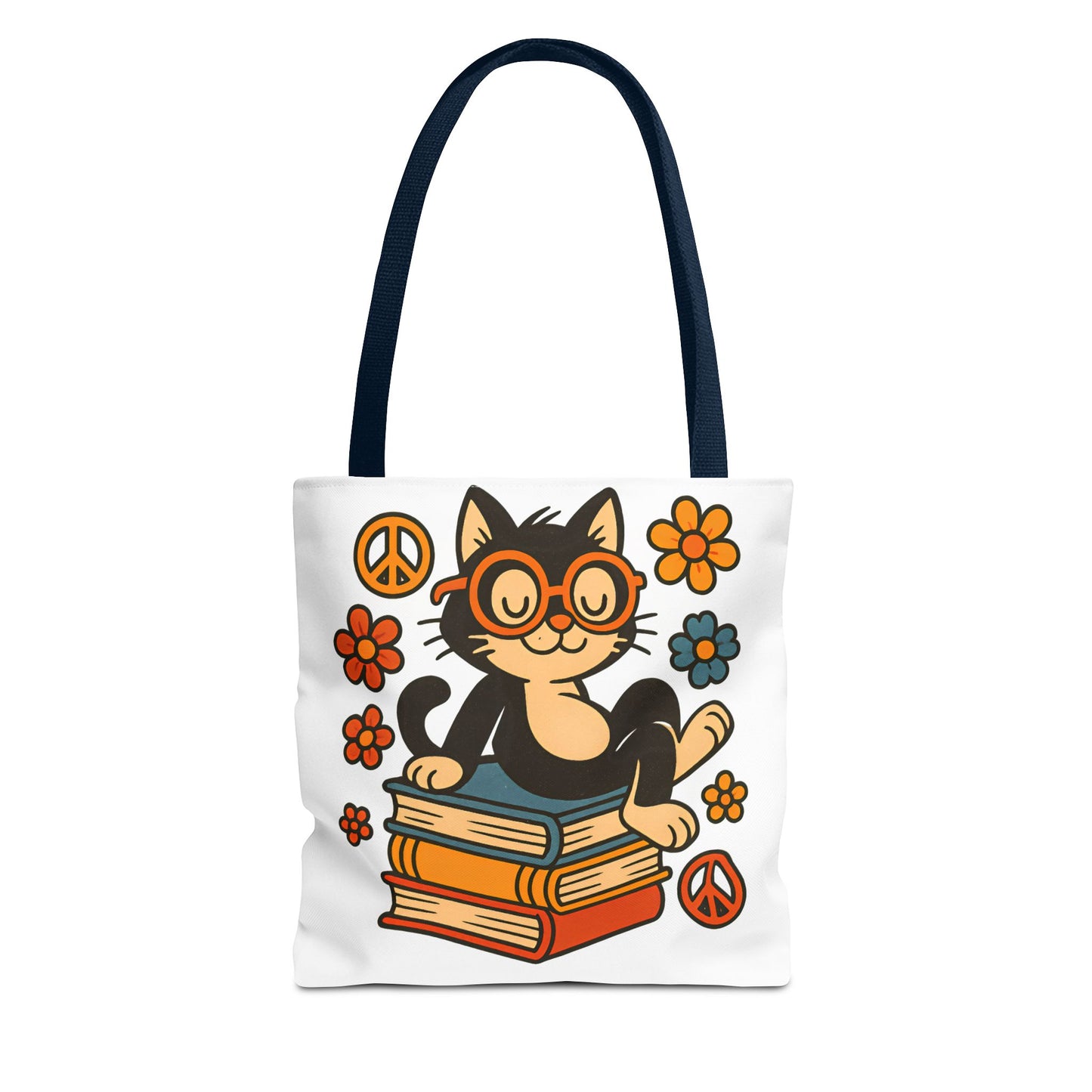 Charming Cat Tote Bag – Cute Pet Lover Gift, Floral Bookish Design, Eco-Friendly Everyday Carry