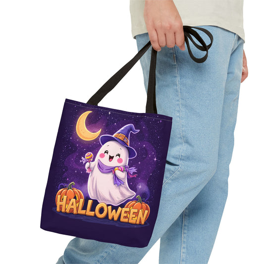 Halloween Ghost Tote Bag, Cute Halloween Bag, Trick or Treat Tote, Spooky Season Accessory, Pumpkin Spice Tote, Gift for Halloween Lovers