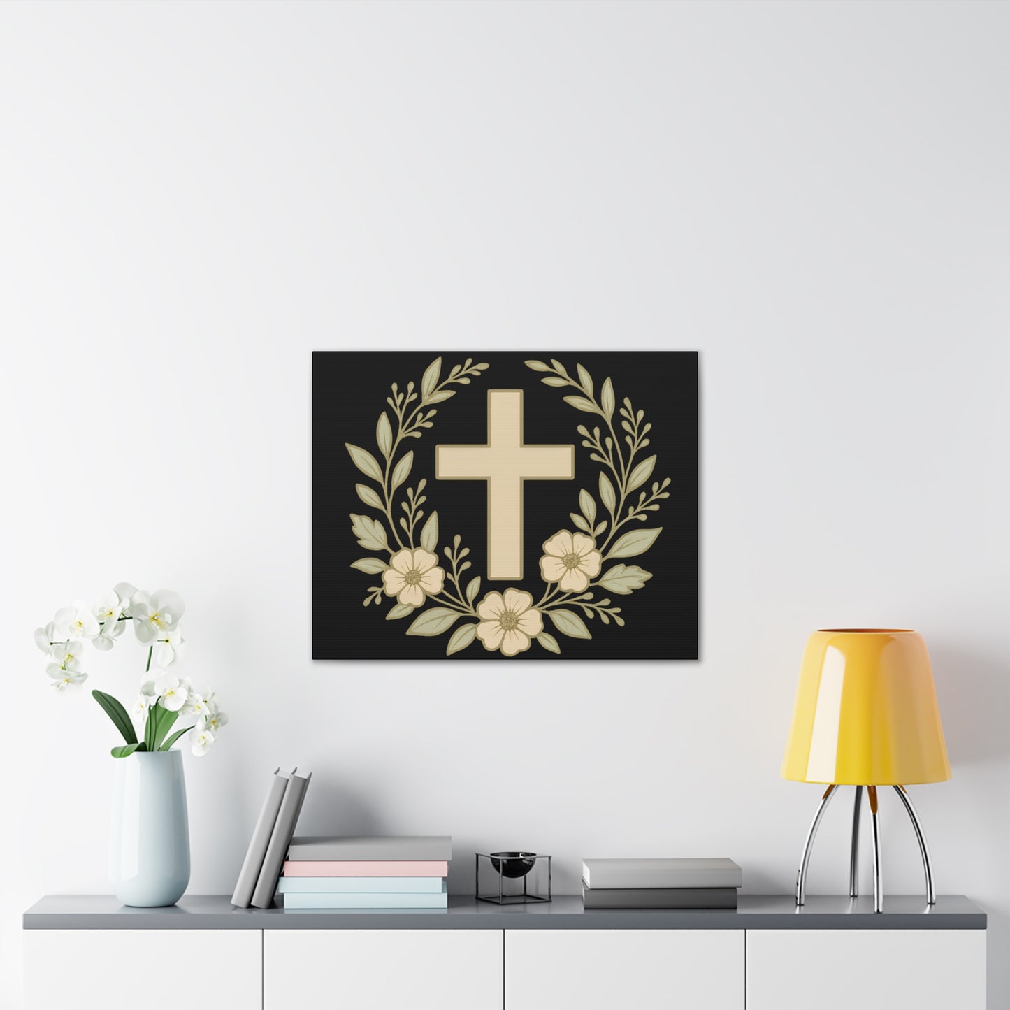 Christian Wall Art, Floral Cross Canvas, Home Decor, Religious Gift, Faith-Inspired Art, Inspirational Decoration
