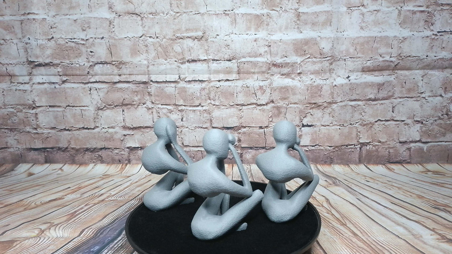 NObody “No Evil” Trio | Modern 3D Printed Figurine Set