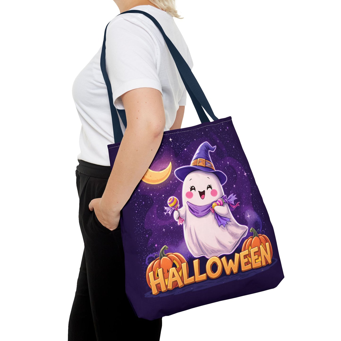 Halloween Ghost Tote Bag, Cute Halloween Bag, Trick or Treat Tote, Spooky Season Accessory, Pumpkin Spice Tote, Gift for Halloween Lovers