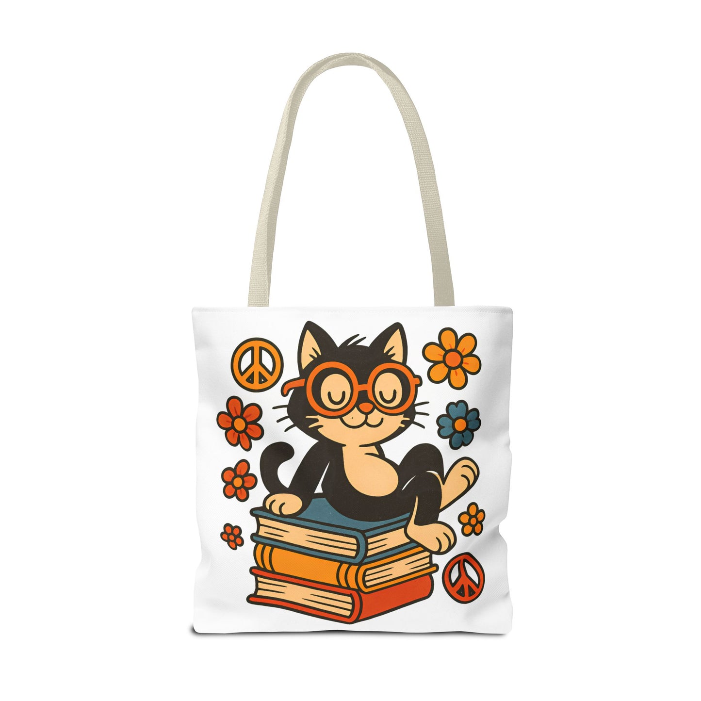 Charming Cat Tote Bag – Cute Pet Lover Gift, Floral Bookish Design, Eco-Friendly Everyday Carry