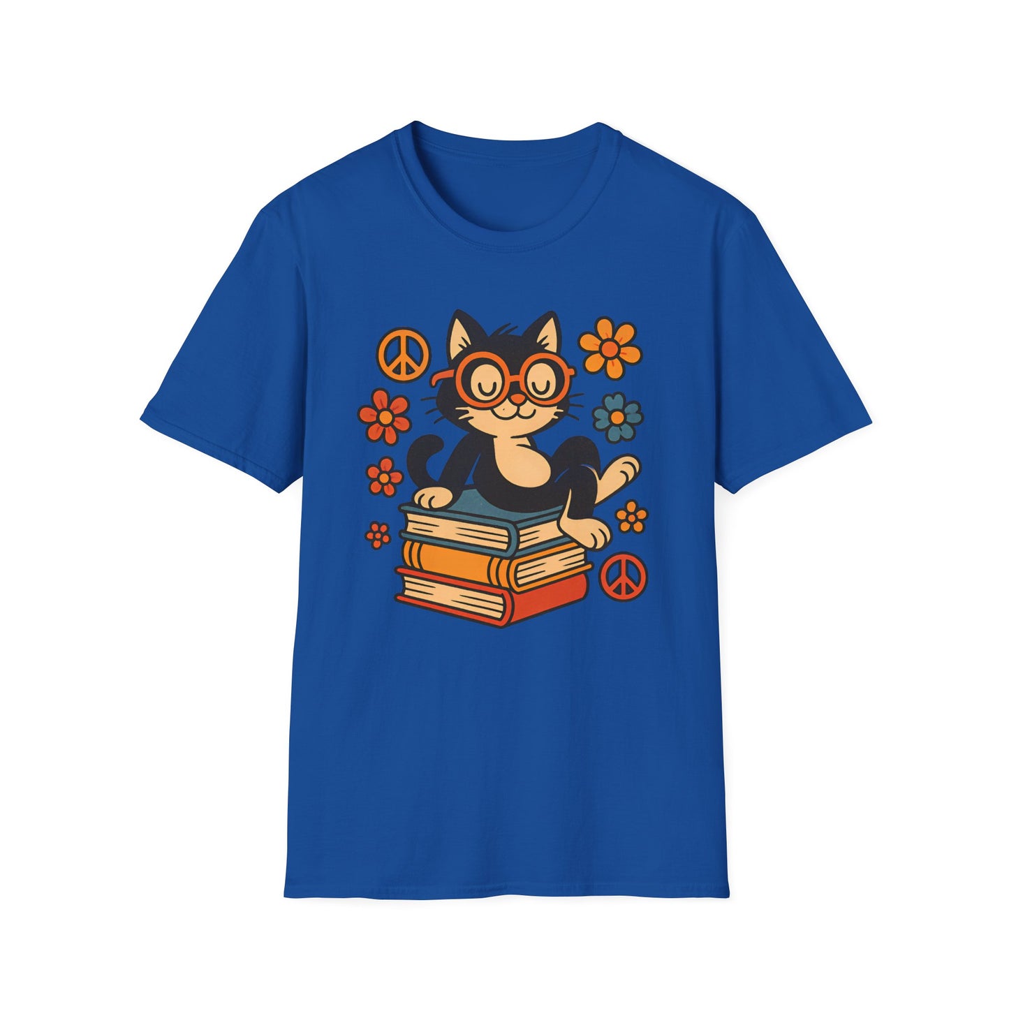 Cute Cat Reading T-Shirt – Vintage-Inspired Tee for Bookworms, Cat Lovers & Peaceful Souls