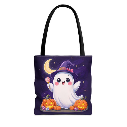Halloween Ghost Tote Bag, Spooky Season Bag, Cute Pumpkin Bag, Trick or Treat Tote, Whimsical Ghost Shopper