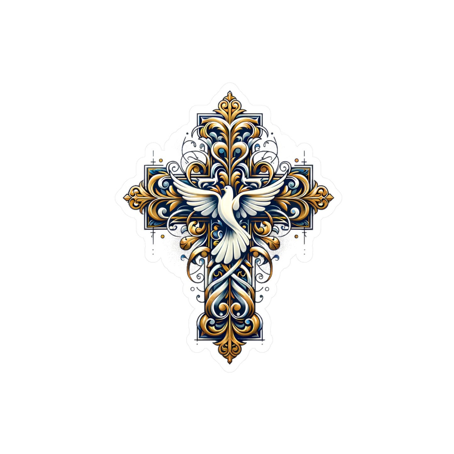 Elegant Dove & Cross Vinyl Decals