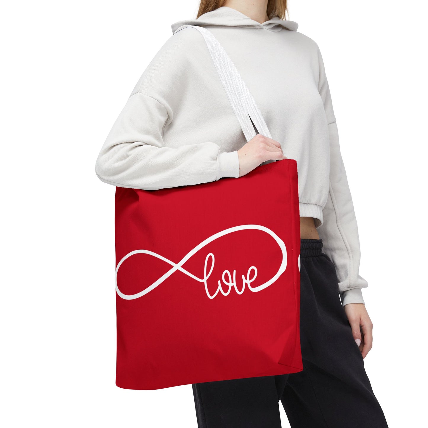 Red Love Infinity Symbol Tote Bag – Romantic Double-Sided Print in 3 Sizes