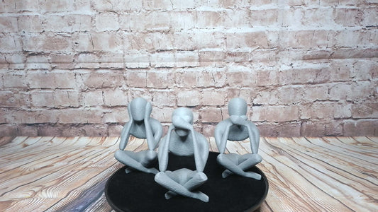 NObody “No Evil” Trio | Modern 3D Printed Figurine Set