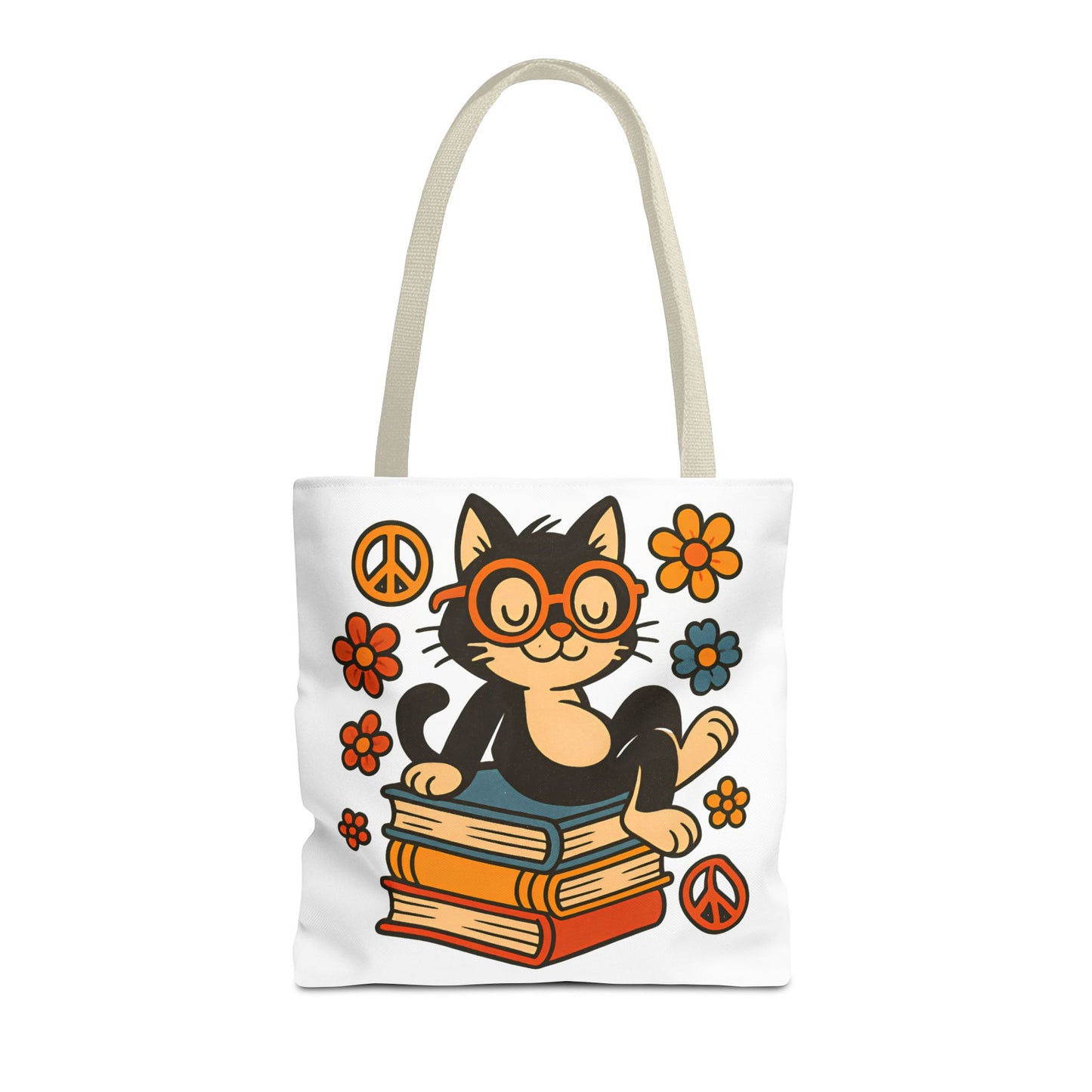 Charming Cat Tote Bag – Cute Pet Lover Gift, Floral Bookish Design, Eco-Friendly Everyday Carry