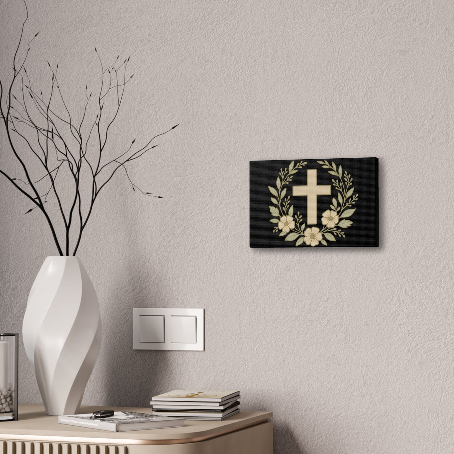 Christian Wall Art, Floral Cross Canvas, Home Decor, Religious Gift, Faith-Inspired Art, Inspirational Decoration