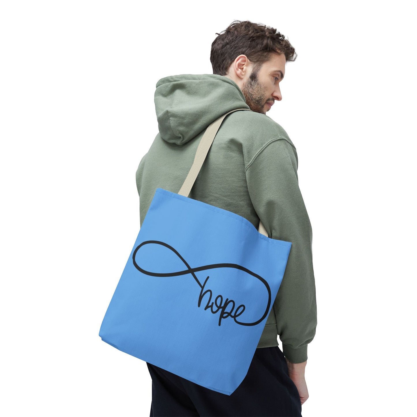 Blue Hope Infinity Tote Bag – Inspirational Double-Sided Print in 3 Sizes