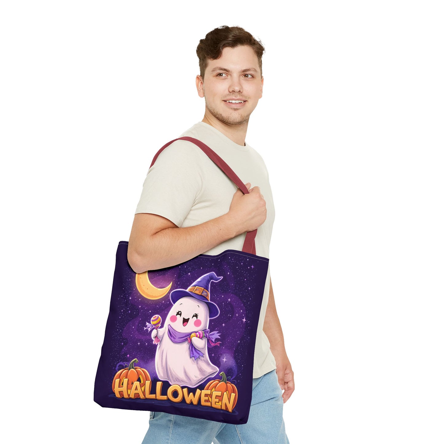 Halloween Ghost Tote Bag, Cute Halloween Bag, Trick or Treat Tote, Spooky Season Accessory, Pumpkin Spice Tote, Gift for Halloween Lovers