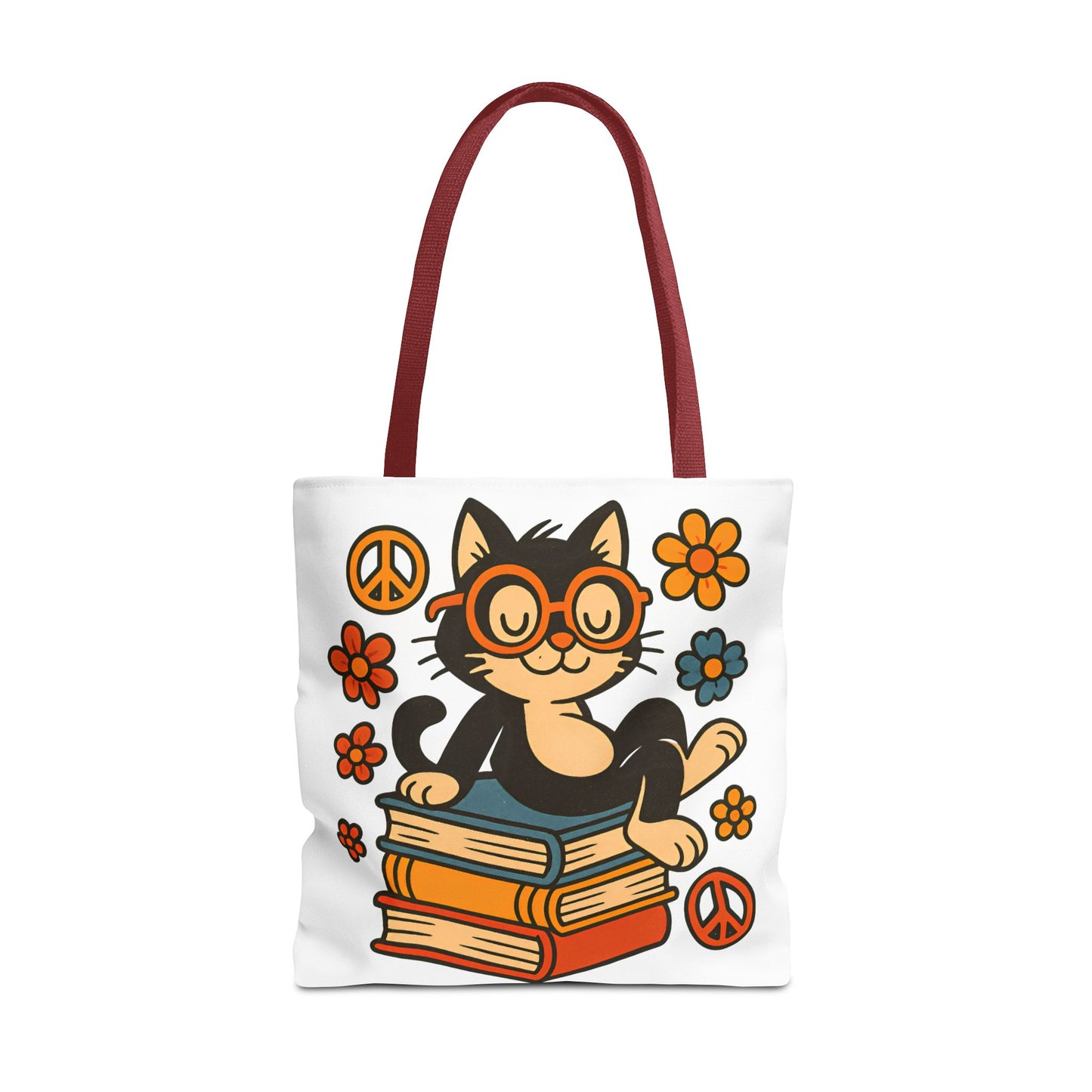 Charming Cat Tote Bag – Cute Pet Lover Gift, Floral Bookish Design, Eco-Friendly Everyday Carry