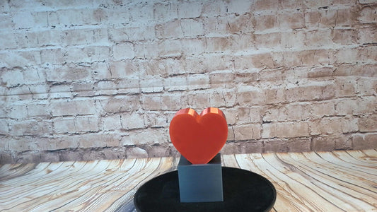 Small Heart Block Sculpture – 3D Printed Symbolic Decor – Love, Pride, Memorial