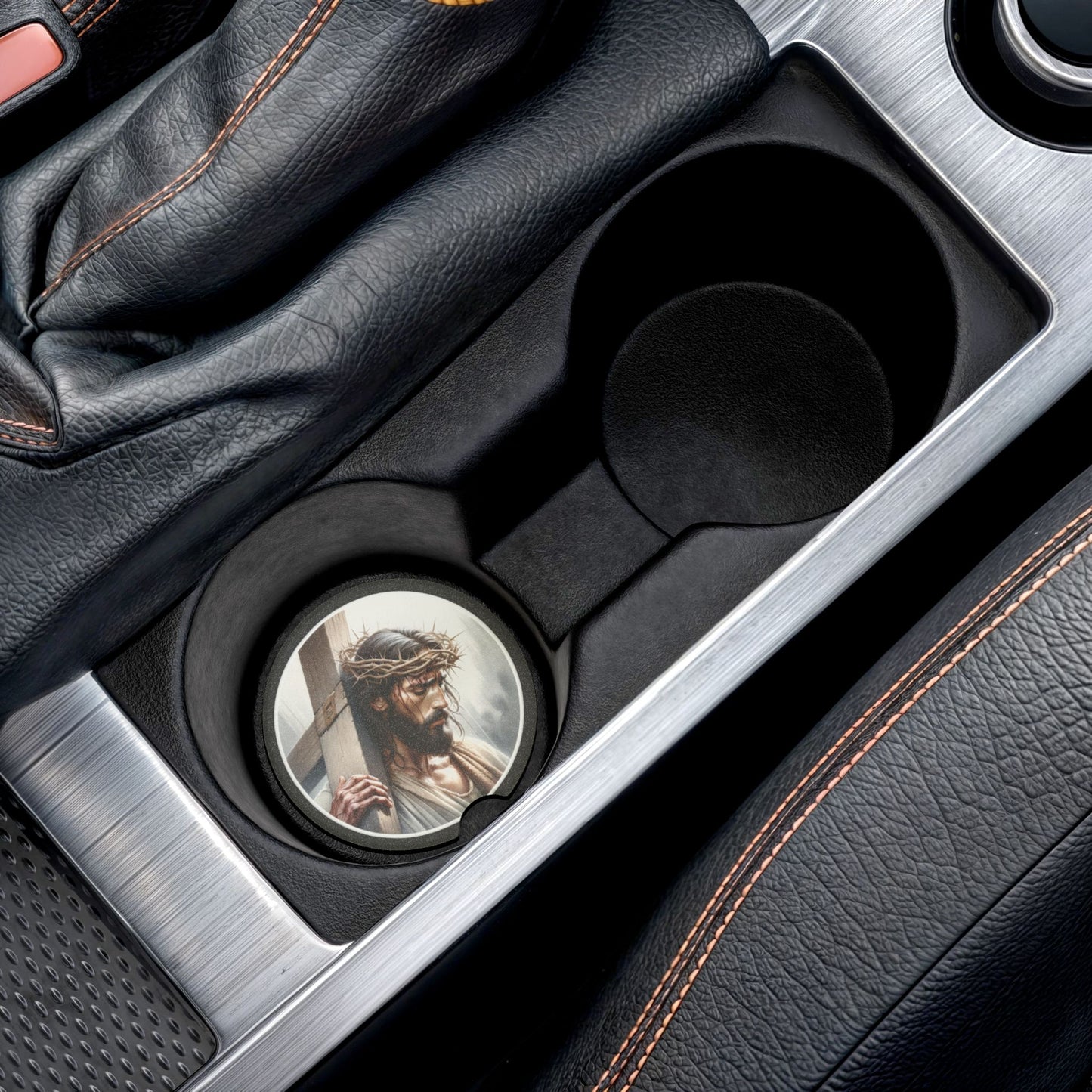 Jesus Car Coaster, Soapstone Coaster Set, Religious Car Accessories, Christian Gifts for Him, Car Decor, Car Cup Holder