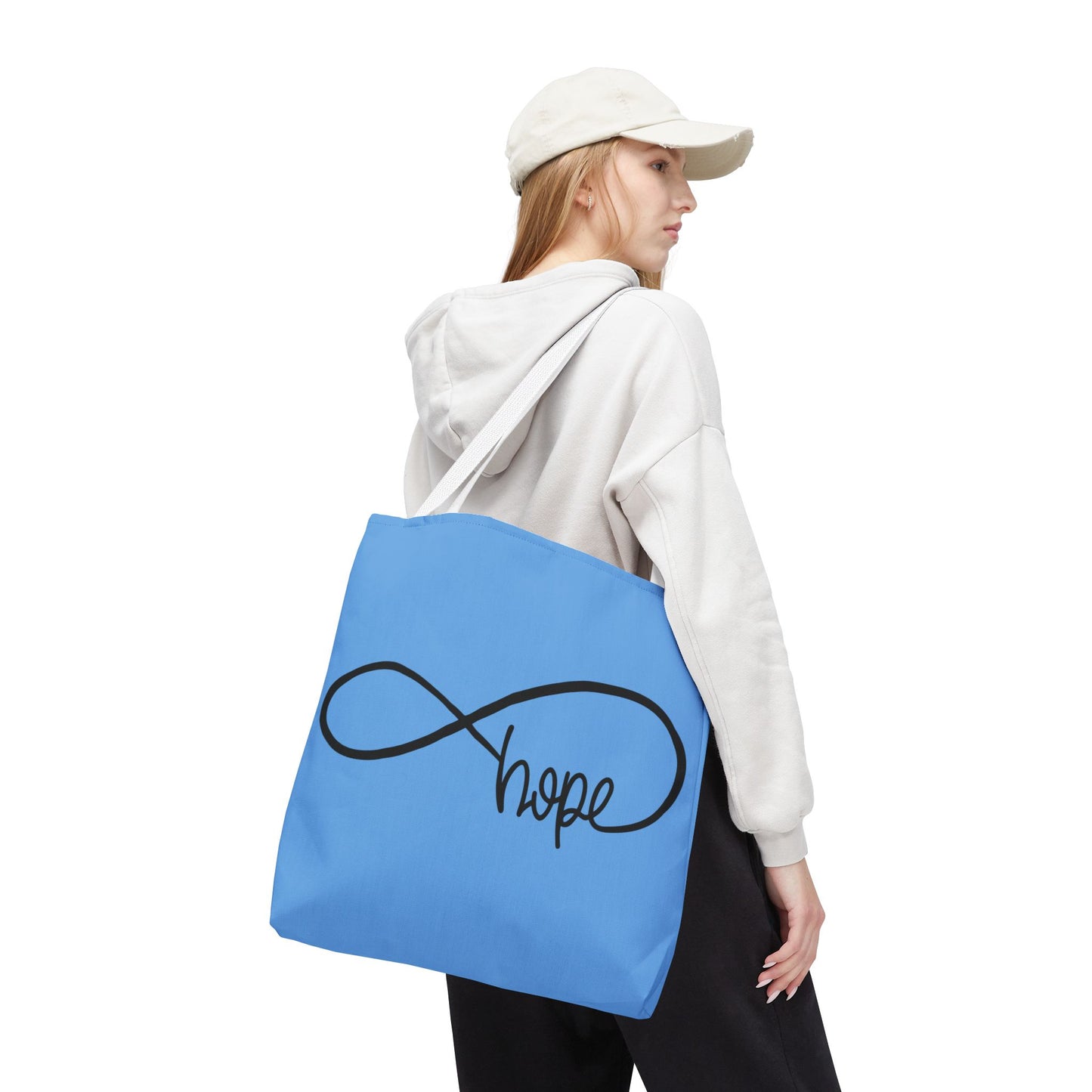 Blue Hope Infinity Tote Bag – Inspirational Double-Sided Print in 3 Sizes
