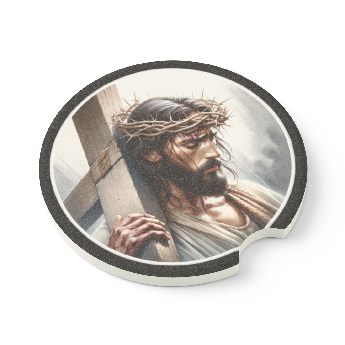 Jesus Car Coaster, Soapstone Coaster Set, Religious Car Accessories, Christian Gifts for Him, Car Decor, Car Cup Holder