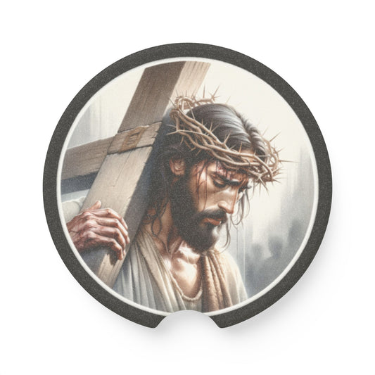 Jesus Car Coaster, Soapstone Coaster Set, Religious Car Accessories, Christian Gifts for Him, Car Decor, Car Cup Holder