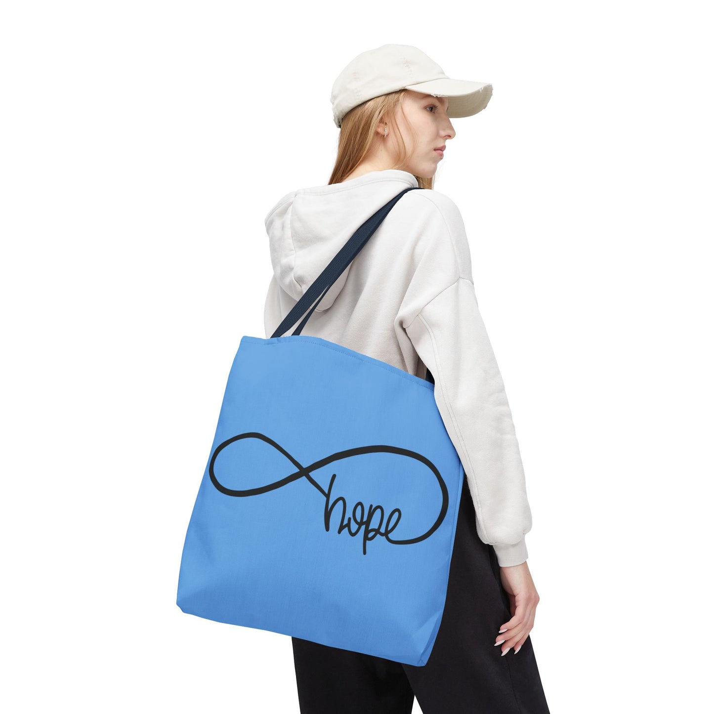 Blue Hope Infinity Tote Bag – Inspirational Double-Sided Print in 3 Sizes