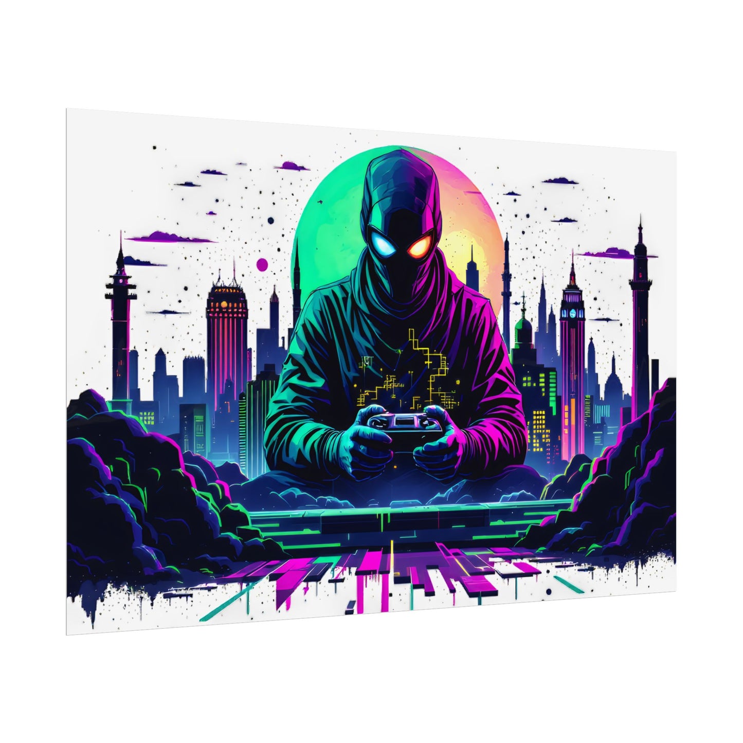 Gamer Cityscape Rolled Poster