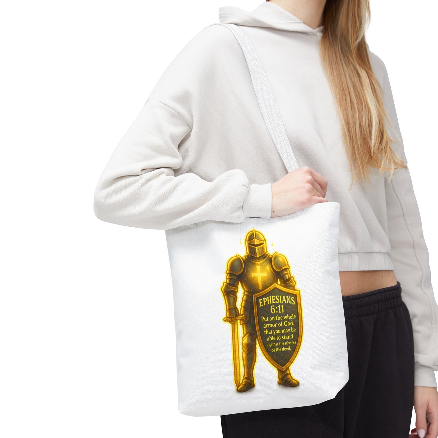 Armor Emblem Tote Bag – Ephesians 6:11 Christian Faith Tote