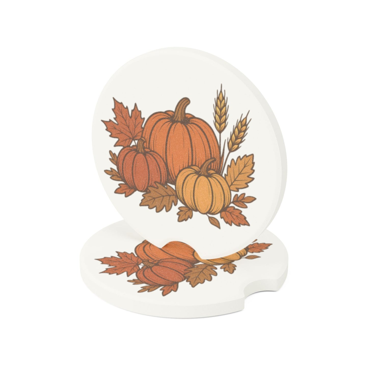 Autumn Pumpkin Soapstone Car Coaster, Fall Car Accessories, Thanksgiving Gift, Home Decor, Seasonal Coaster