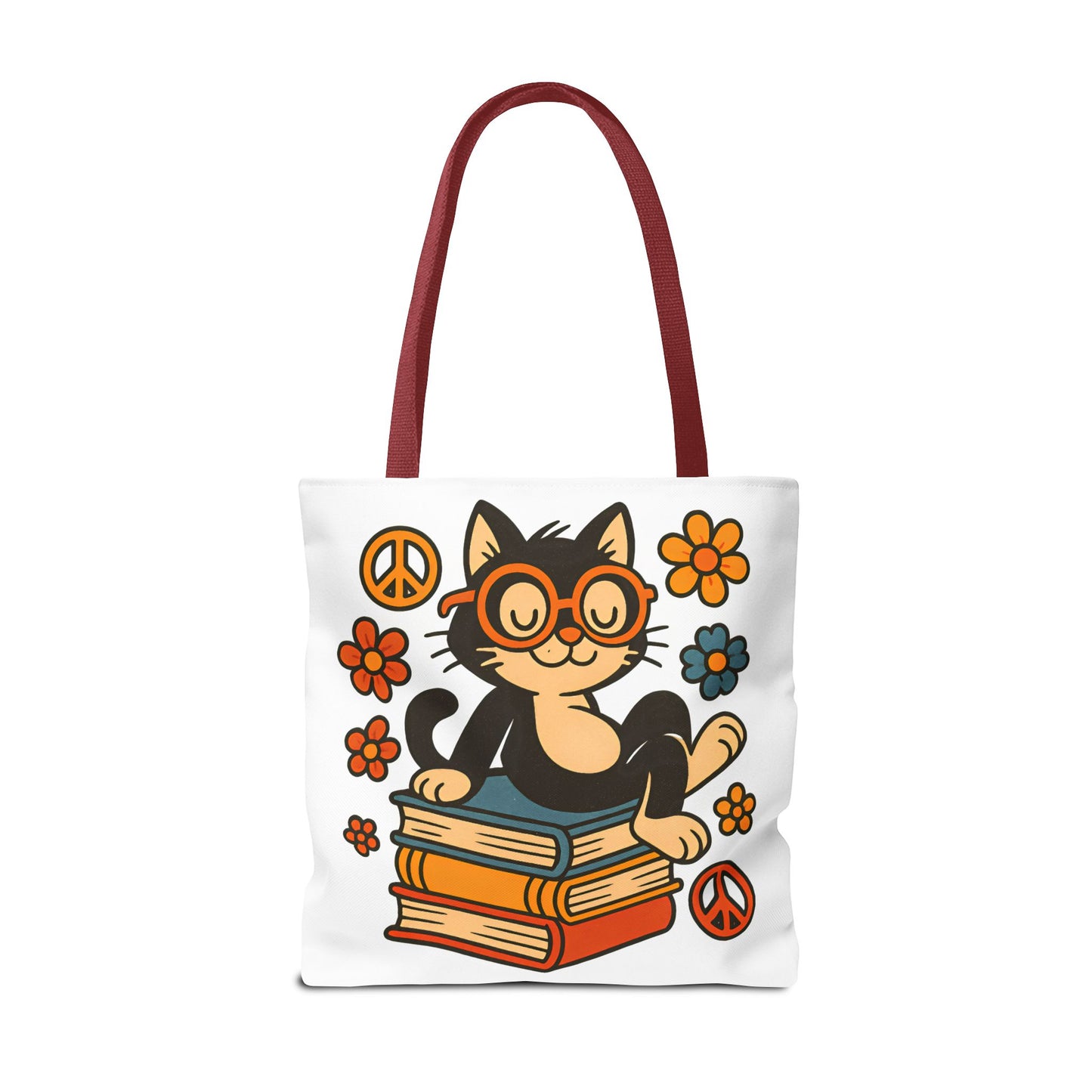 Charming Cat Tote Bag – Cute Pet Lover Gift, Floral Bookish Design, Eco-Friendly Everyday Carry