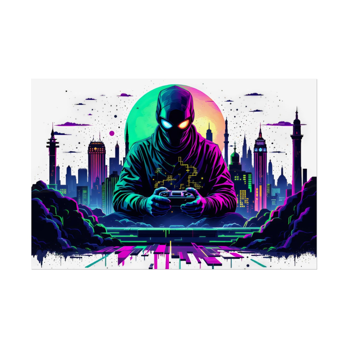 Gamer Cityscape Rolled Poster