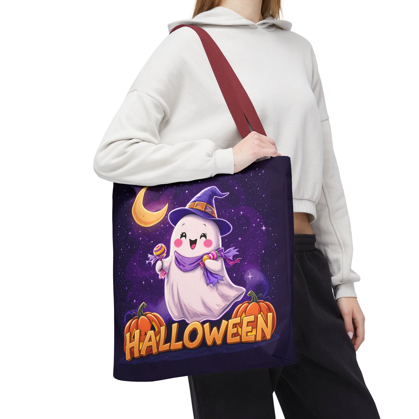Halloween Ghost Tote Bag, Cute Halloween Bag, Trick or Treat Tote, Spooky Season Accessory, Pumpkin Spice Tote, Gift for Halloween Lovers