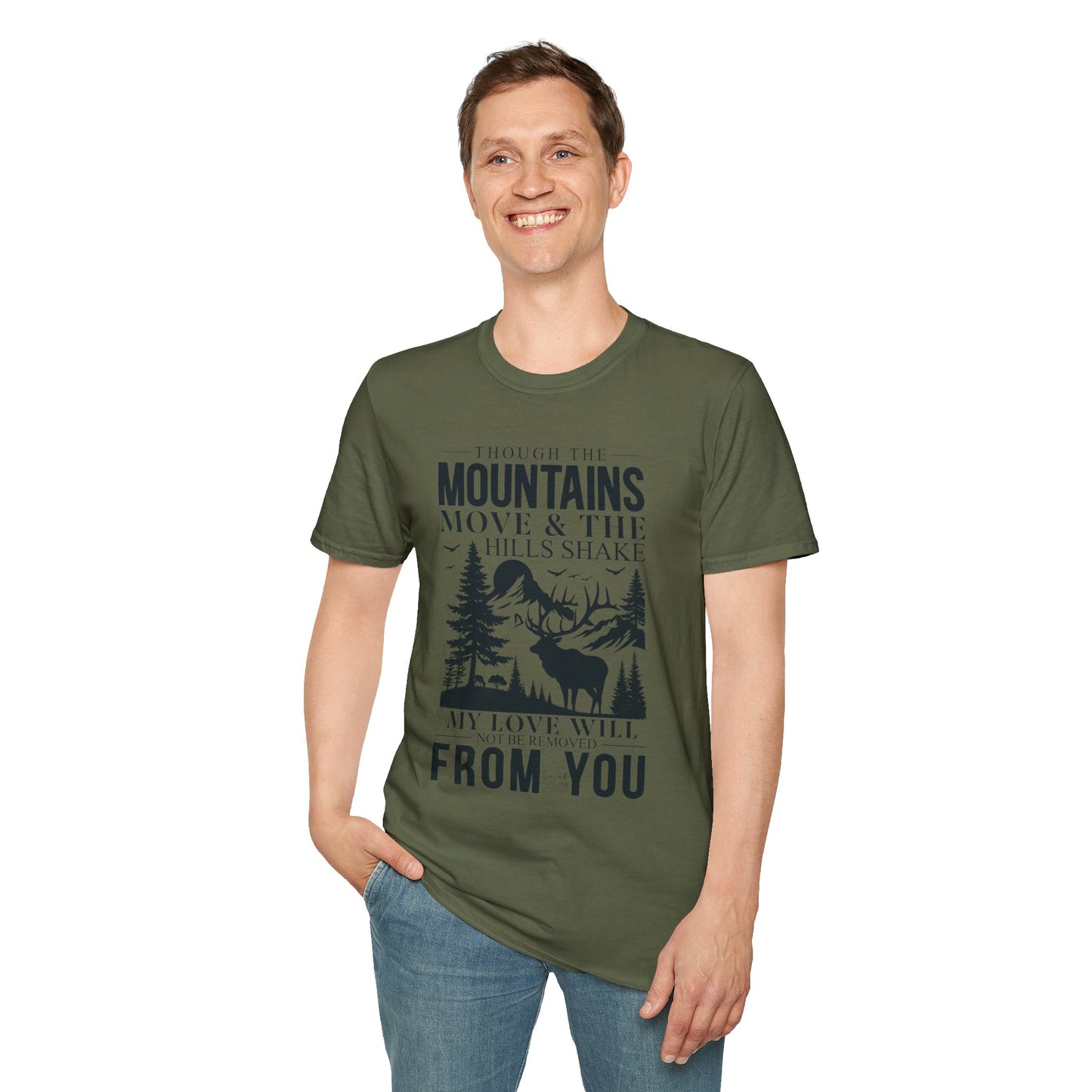 Isaiah 54:10 – Deer & Mountains T-Shirt - Bible Verse Tee