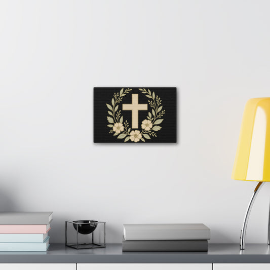 Christian Wall Art, Floral Cross Canvas, Home Decor, Religious Gift, Faith-Inspired Art, Inspirational Decoration