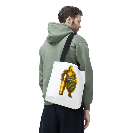Armor Emblem Tote Bag – Ephesians 6:11 Christian Faith Tote