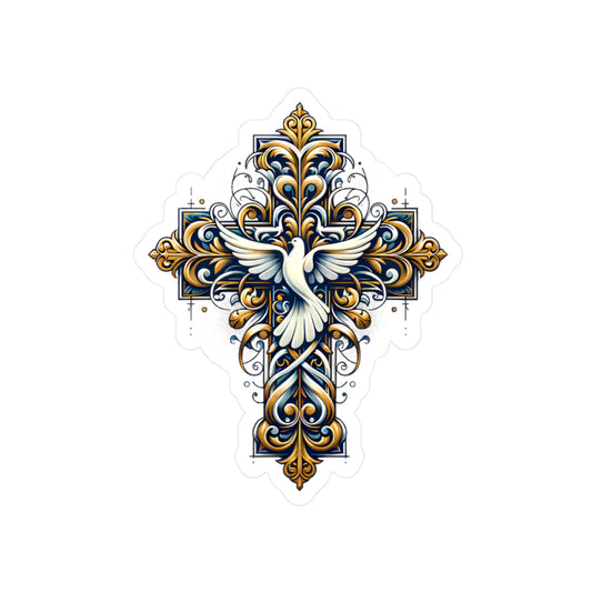 Elegant Dove & Cross Vinyl Decals