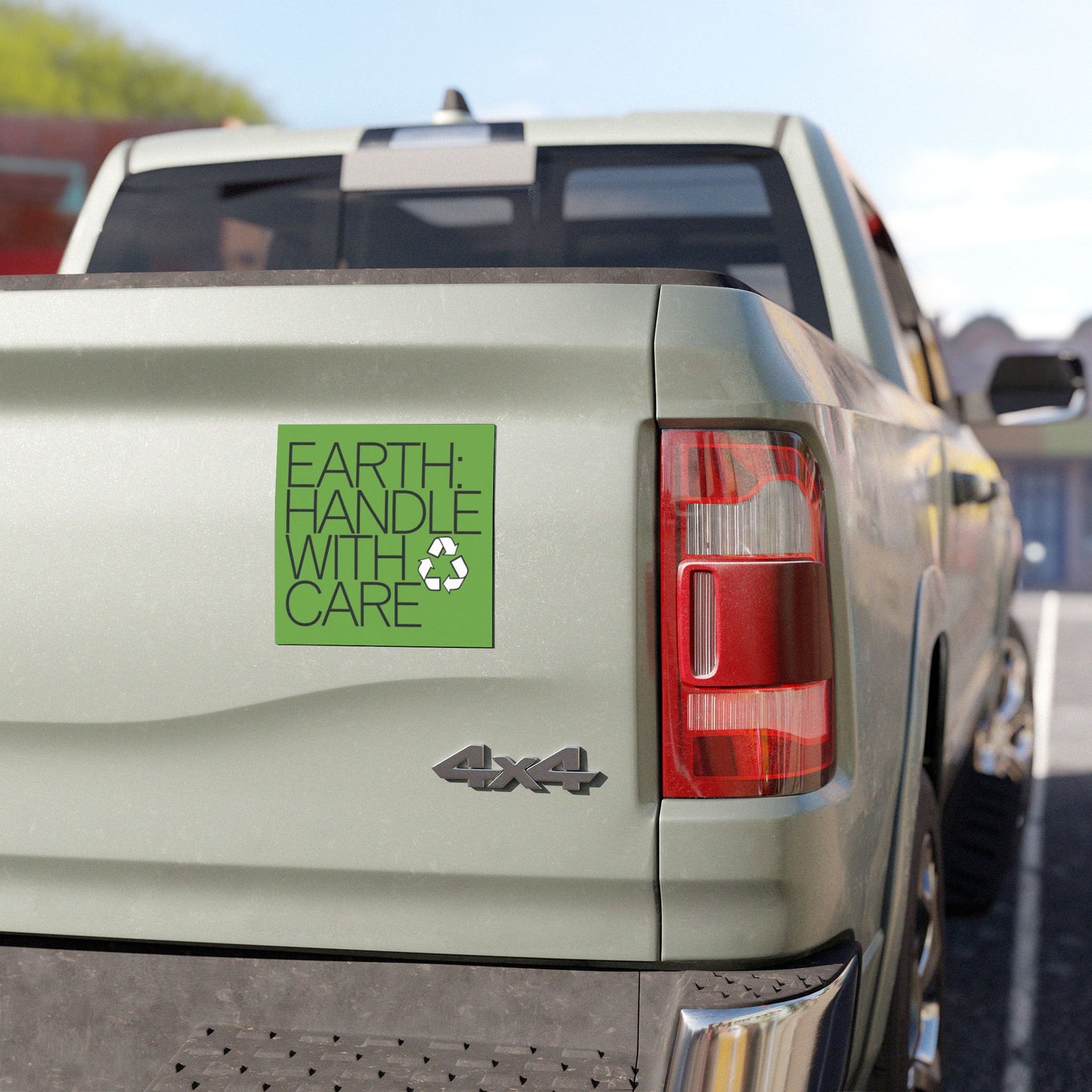 Car Magnet - Earth: Handle with Care, Eco-Friendly Environmental Stewardship, Minimalist Black Typography, Global Responsibility, Recycling