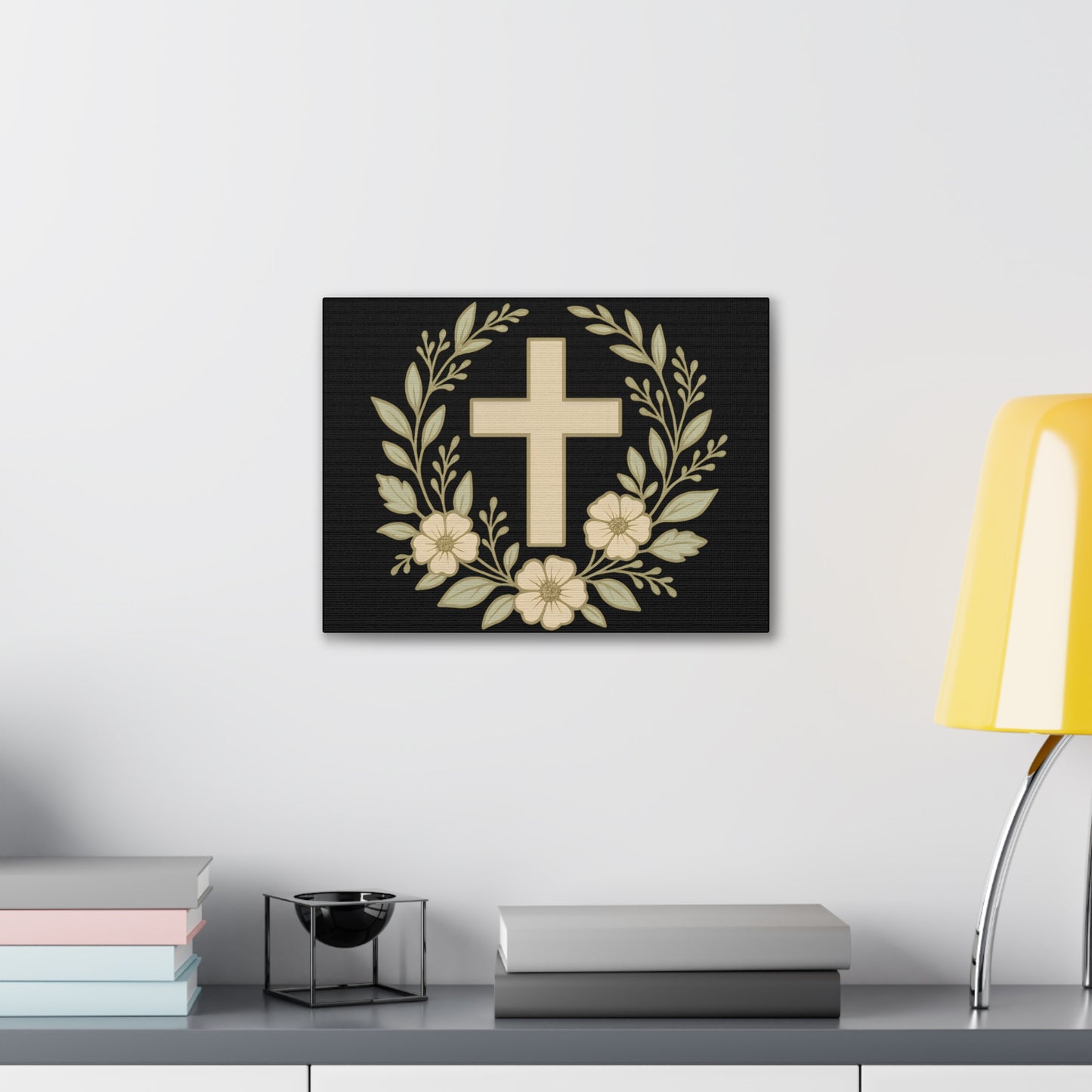 Christian Wall Art, Floral Cross Canvas, Home Decor, Religious Gift, Faith-Inspired Art, Inspirational Decoration