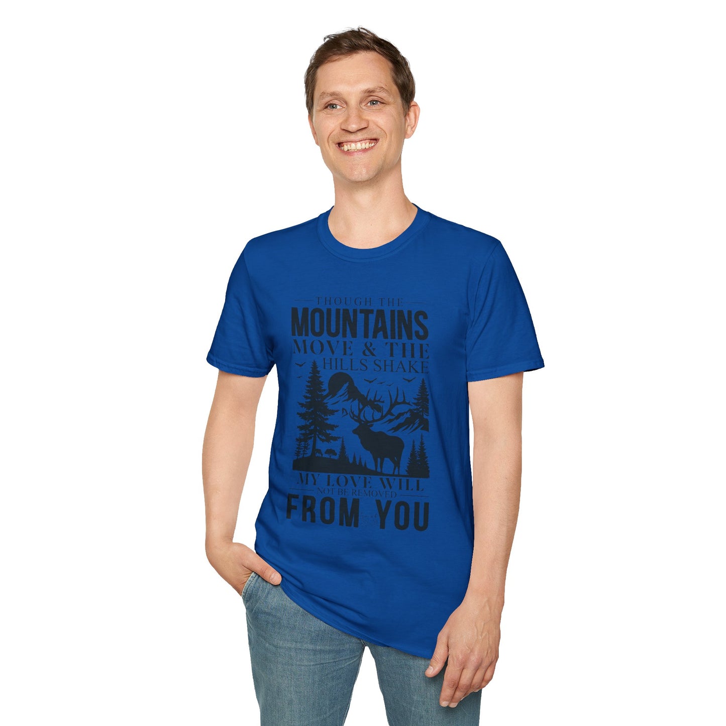 Isaiah 54:10 – Deer & Mountains T-Shirt - Bible Verse Tee